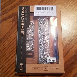 Fitbit blaze band silver glitter new